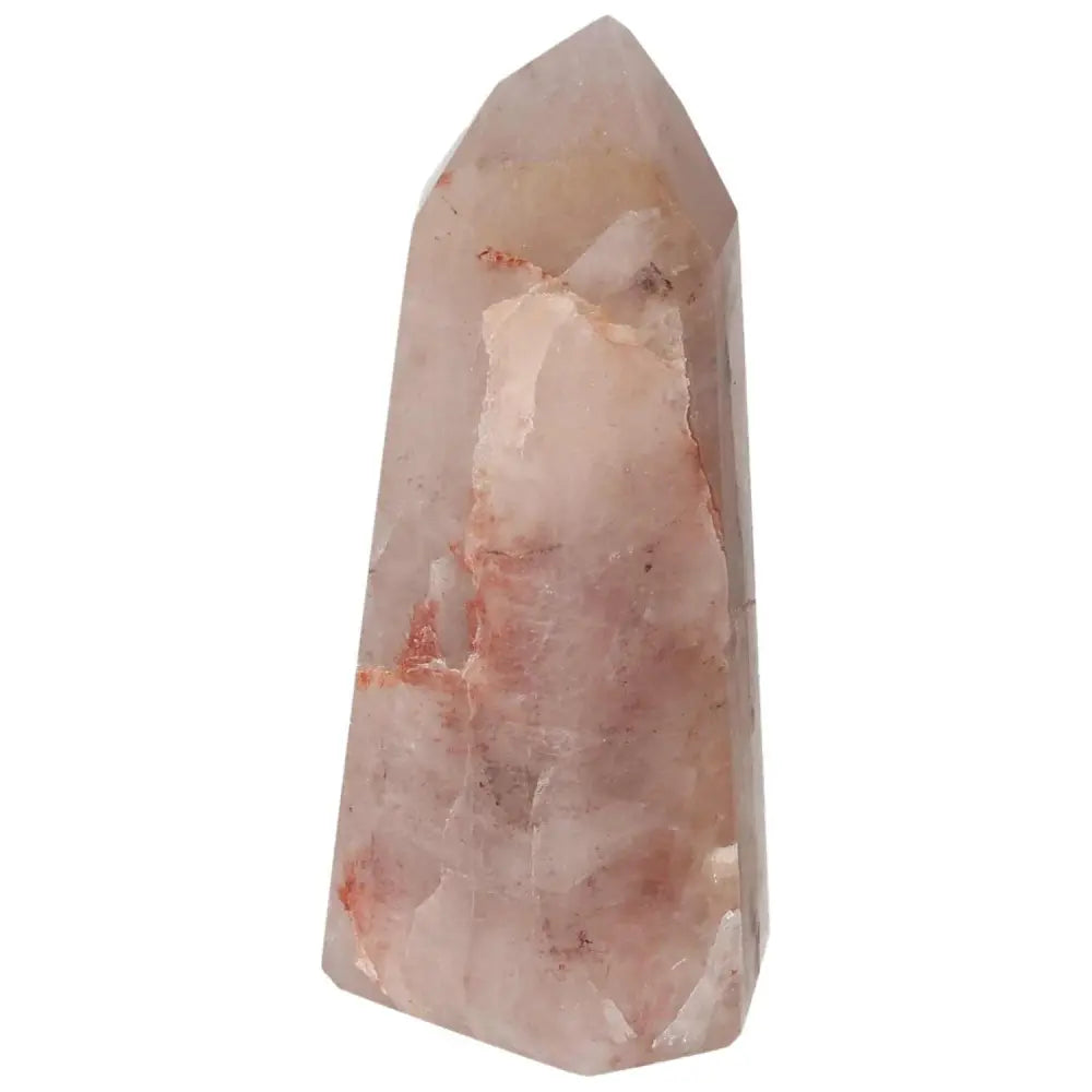 Polished Point Hematoide crystal with rich earthy tones from Sylvia Crystals, used for grounding and spiritual harmony.