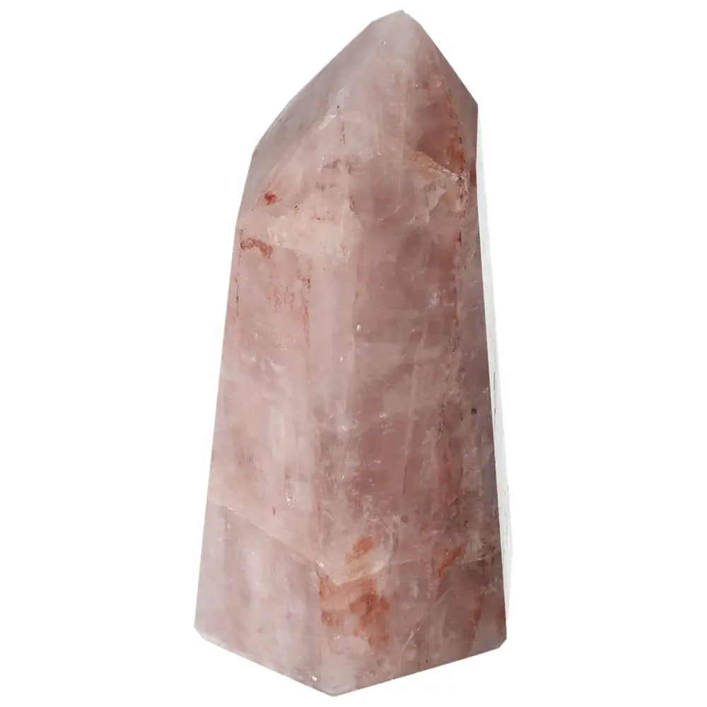 Polished Point Hematoide crystal from Sylvia Crystals with red and golden hues, showcasing elegance and spiritual significance.