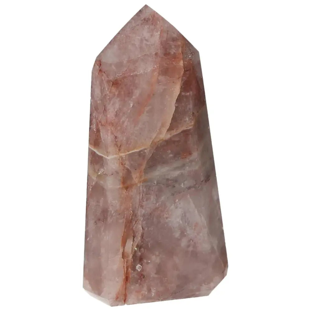 Polished Point Hematoide crystal with red and yellow hues from Sylvia Crystals, representing luxury and conscious living.
