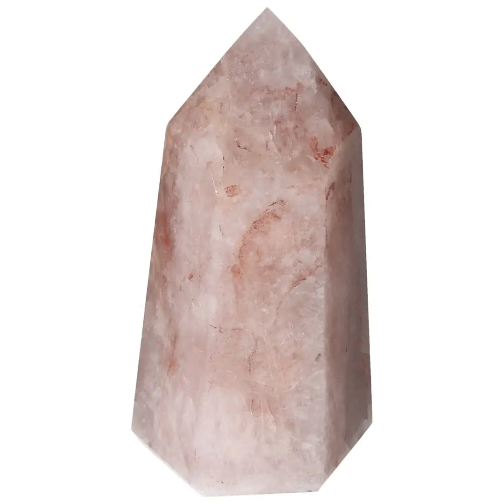 Polished Point Hematoide crystal with red and golden hues, showcasing elegant craftsmanship and spiritual significance from Sylvia Crystals.