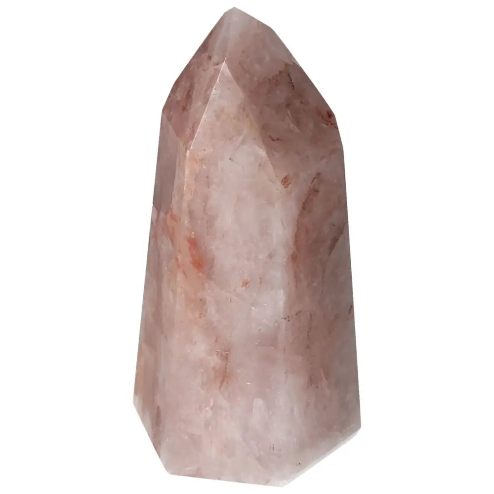 Polished Point Hematoide crystal with red and golden hues from Sylvia Crystals, embodying elegance and spiritual significance.
