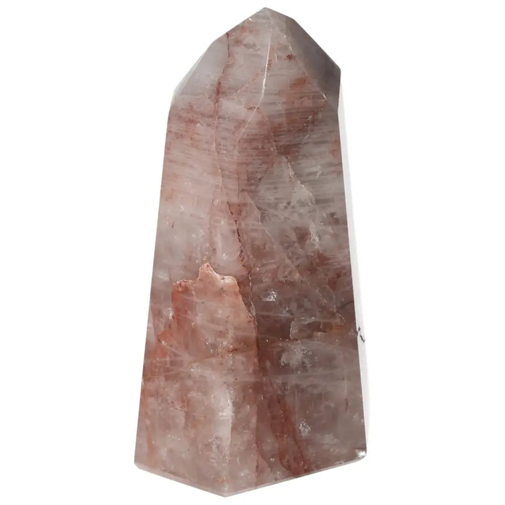 Polished Point Hematoide crystal from Sylvia Crystals, showcasing its luxurious finish and spiritual harmony benefits.