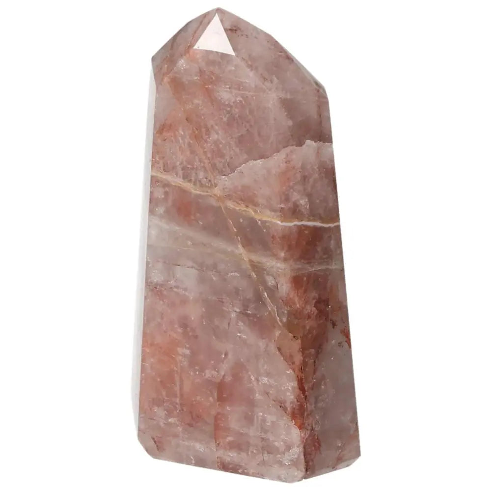 Polished Point Hematoide crystal with red and yellow hues by Sylvia Crystals, showcasing natural elegance and luxury.