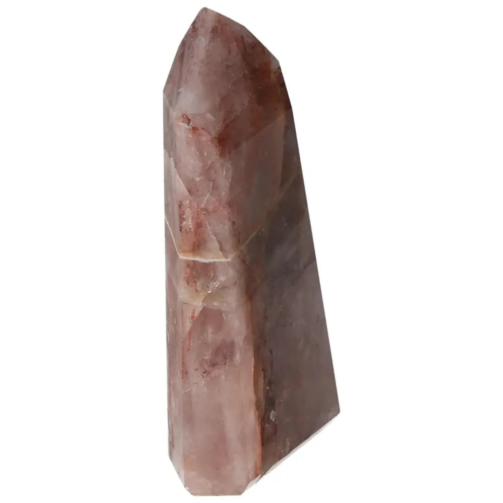 Polished Point Hematoide crystal with red and yellow hues from Sylvia Crystals, showcasing luxury and conscious living.