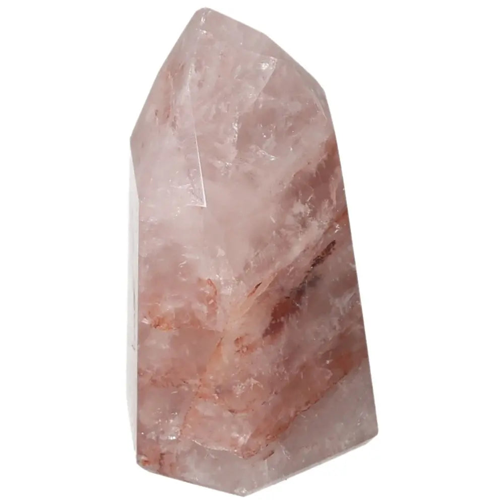 Polished Point Hematoide crystal by Sylvia Crystals showcasing vibrant hues, symbolizing harmony and transformation.