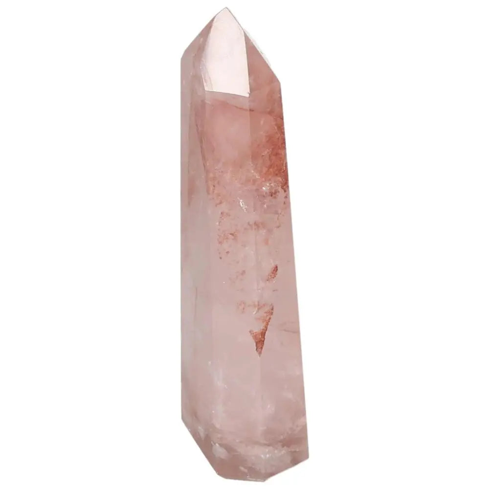 Polished Point Hematoide by Sylvia Crystals, showcasing premium craftsmanship and the natural beauty of hematoid quartz.