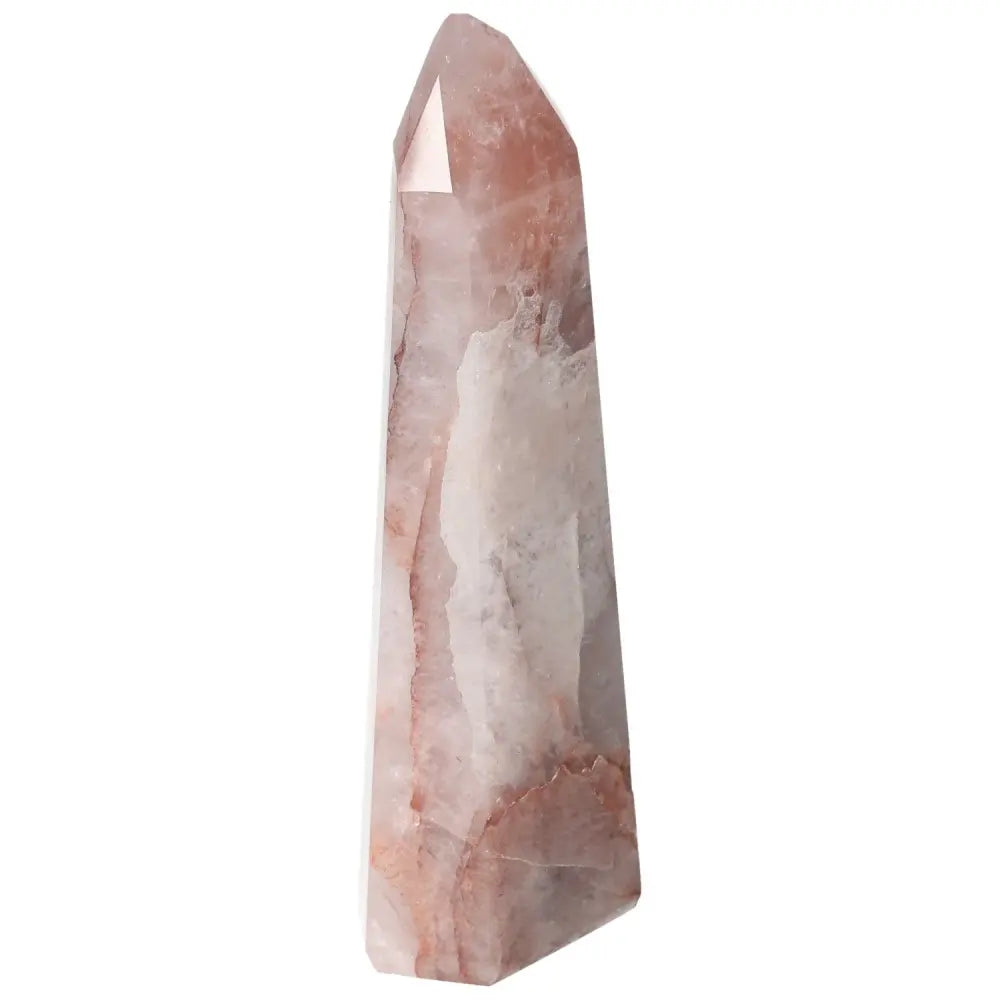 Polished Point Hematoide crystal by Sylvia Crystals, showcasing a lustrous finish, reflecting elegance and quality in every facet.