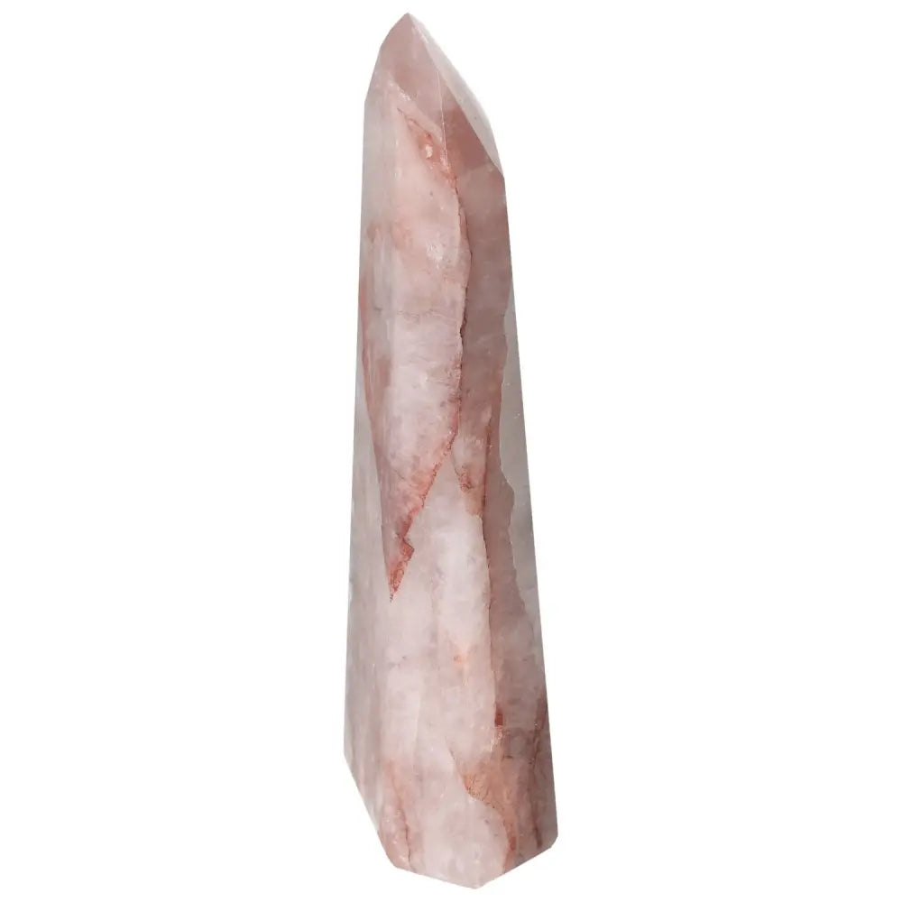 Polished Point Hematoide crystal from Sylvia Crystals with a lustrous finish and elegant design, embodying conscious luxury.