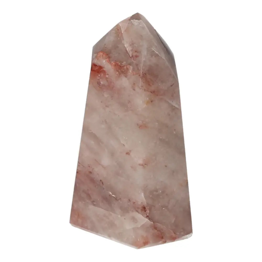 Polished Point Hematoide crystal from Sylvia Crystals, showcasing vibrant energy and unique patterns for spiritual depth and connection.