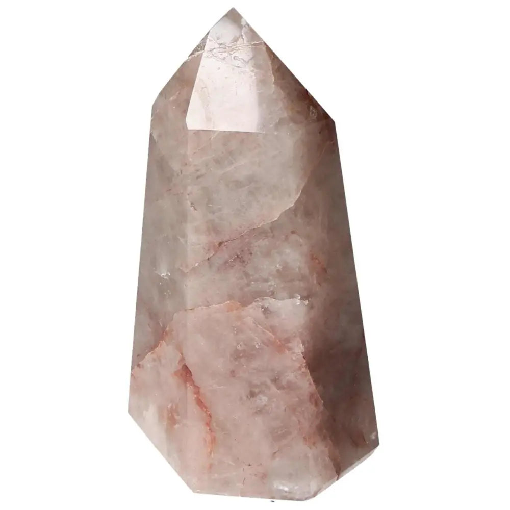 Polished Point Hematoide crystal by Sylvia Crystals, showcasing unique patterns and vibrant energy for luxury and rejuvenation.