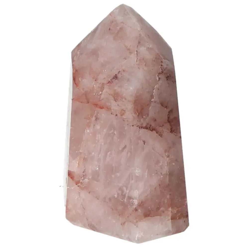 Polished Point Hematoide crystal from Sylvia Crystals, showcasing luxury and spirituality in natural pink hues.
