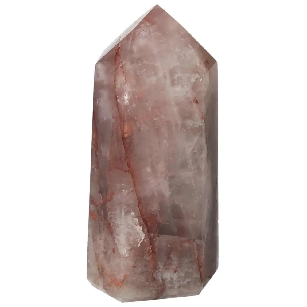 Polished Point Hematoide crystal from Sylvia Crystals with deep earthy tones and intricate veining patterns.