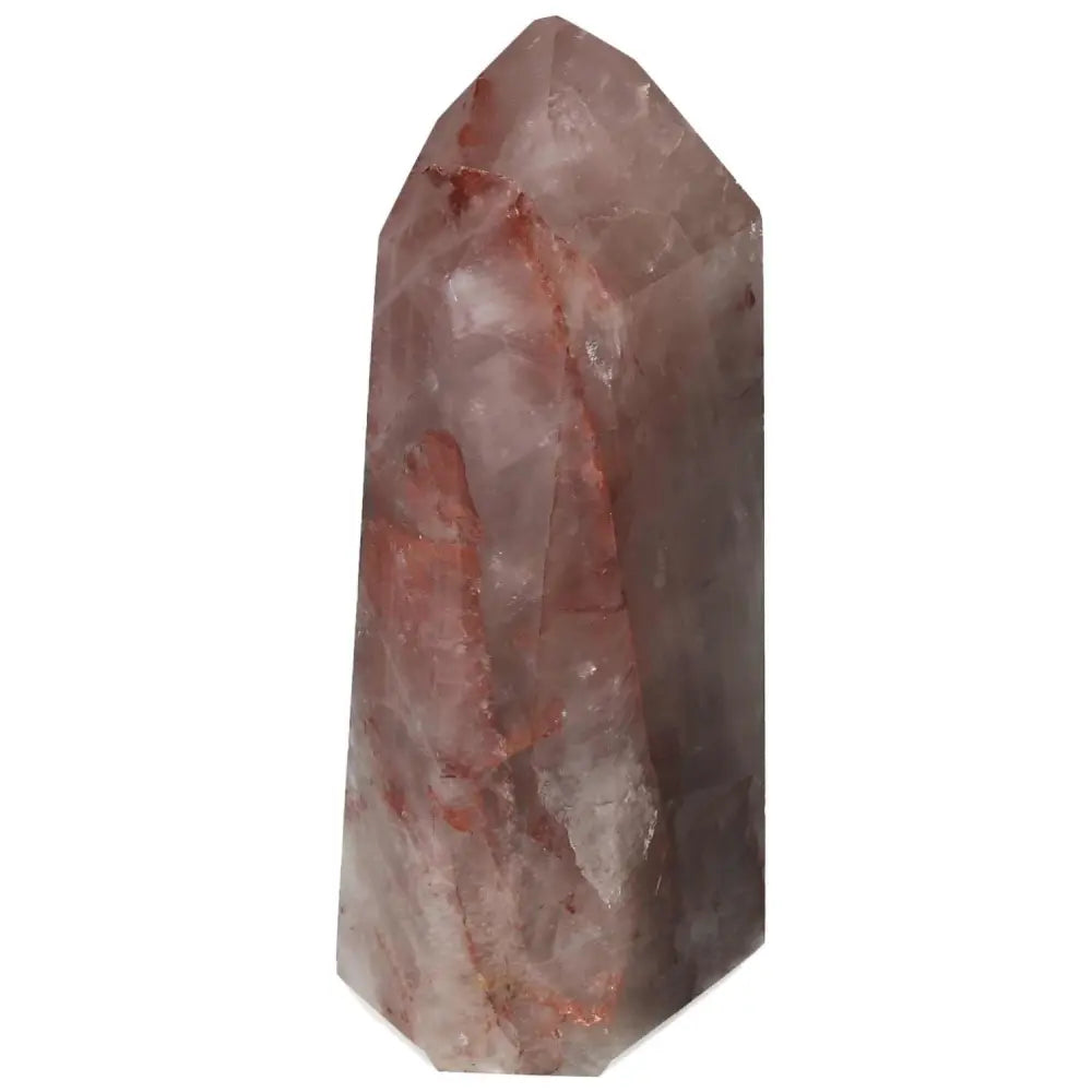 Polished Point Hematoide crystal from Sylvia Crystals with deep earthy tones and intricate veining patterns.