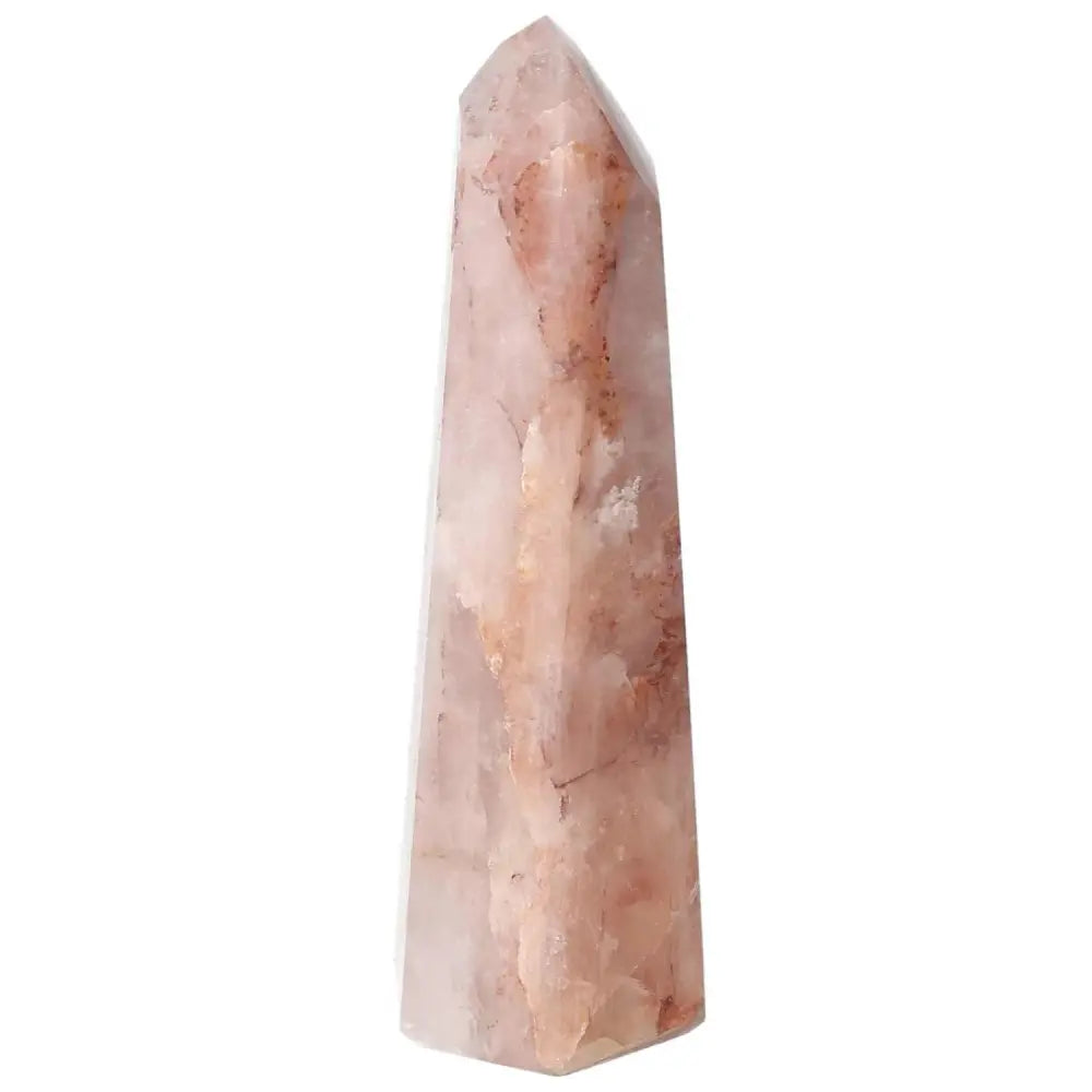 Polished Point Hematoide crystal from Sylvia Crystals, showcasing captivating hues and elegant design. Premium spirituality fusion piece.