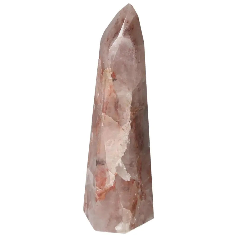 Polished Point Hematoide crystal with smooth surface, epitomizing spiritual and energy harmony, crafted by Sylvia Crystals.