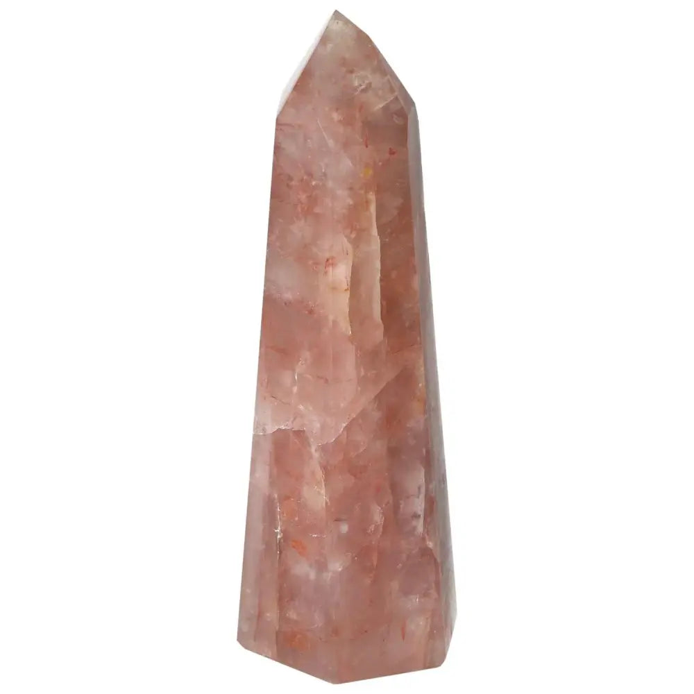 Polished Point Hematoide crystal with rich red and golden hues for grounding energy by Sylvia Crystals.