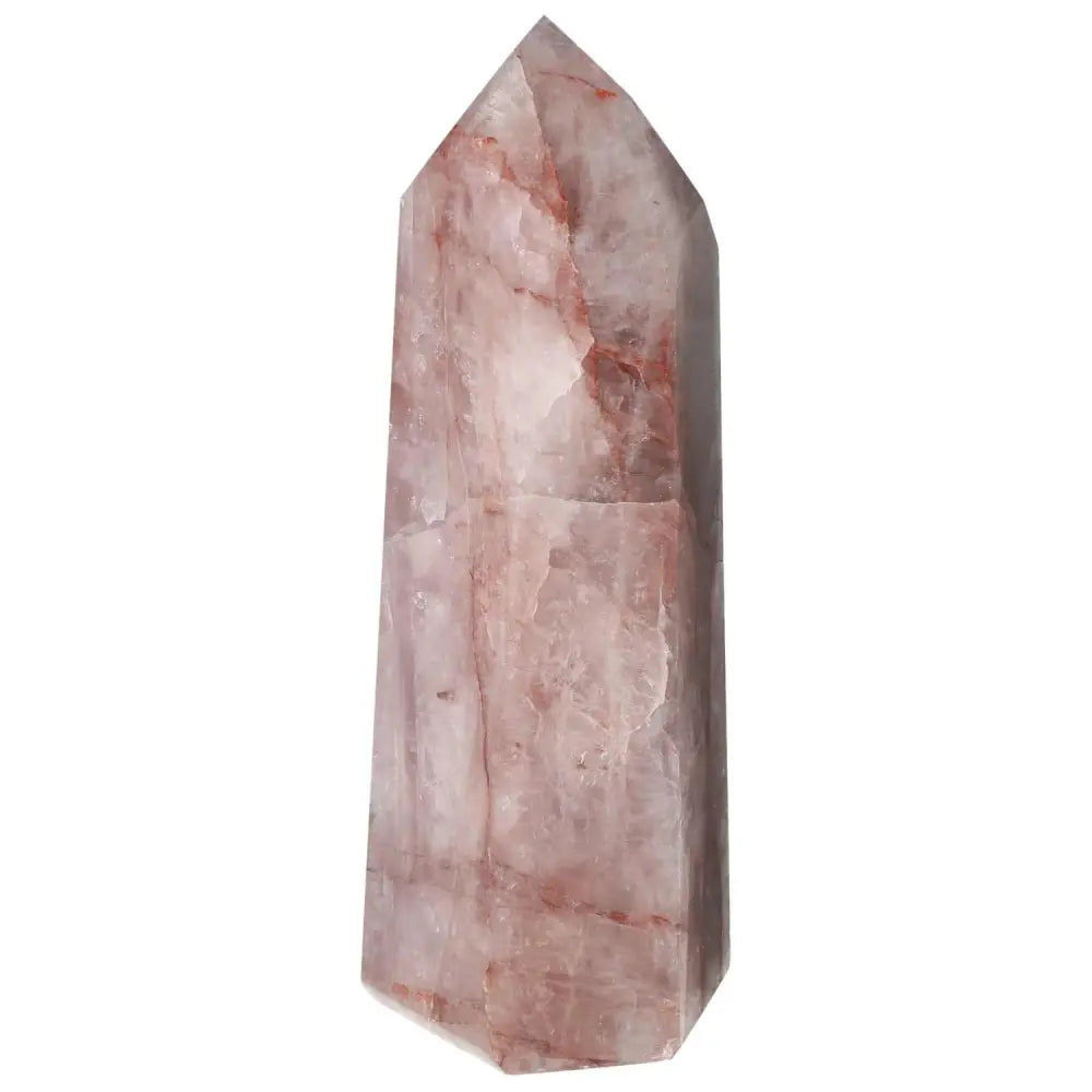 Polished Point Hematoide crystal by Sylvia Crystals, showcasing refined elegance and divine geometry in rose hues.