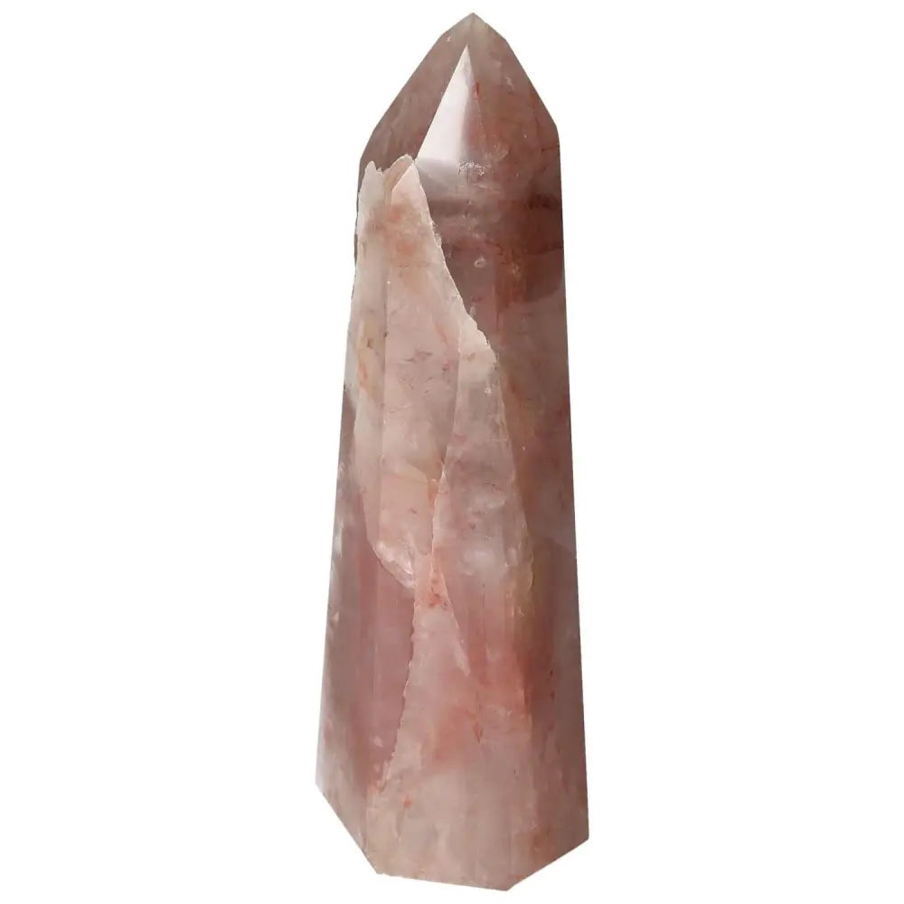 Polished Point Hematoide crystal with rich red hues and golden threads, a grounding energy source from Sylvia Crystals