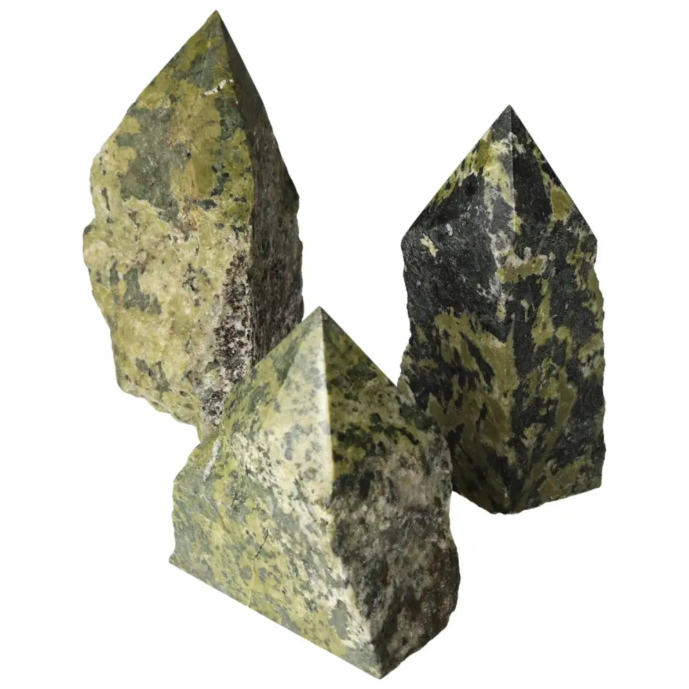 Polished Point Jadeite L gemstones from Sylvia Crystals, symbolizing elegance, prosperity, and emotional balance.