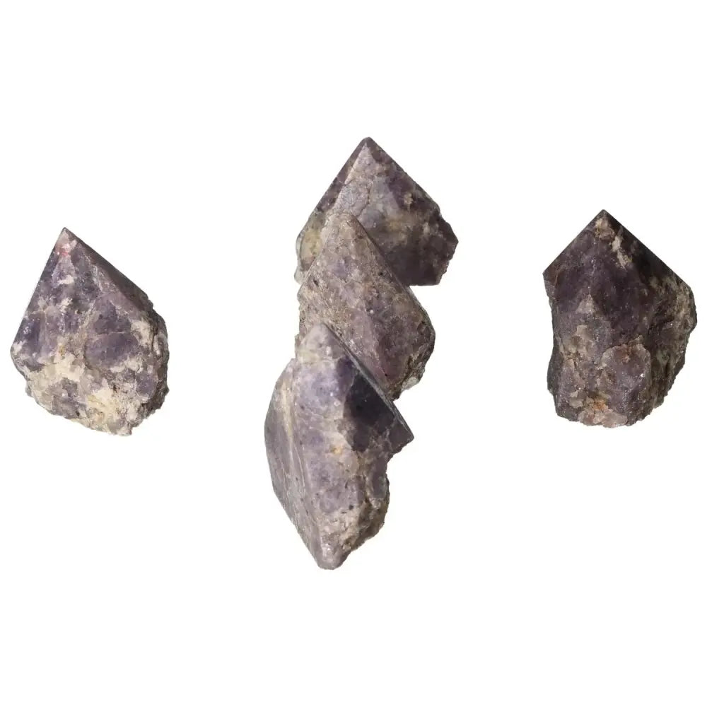 Polished Lepidolite M crystals from Sylvia Crystals, known for soothing anxiety and promoting emotional balance.
