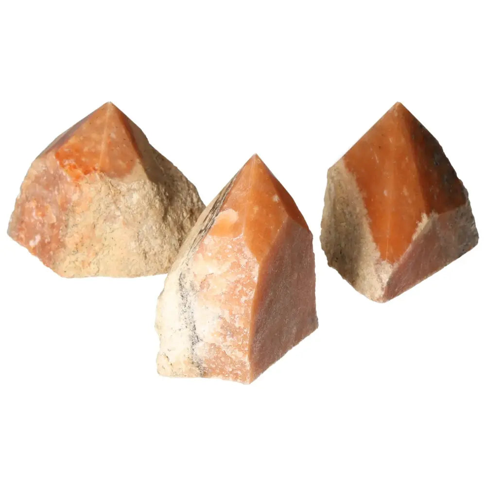Polished Point Orange Calcite Bi-Color L stones from Sylvia Crystals, featuring vibrant hues and unique bi-color design.