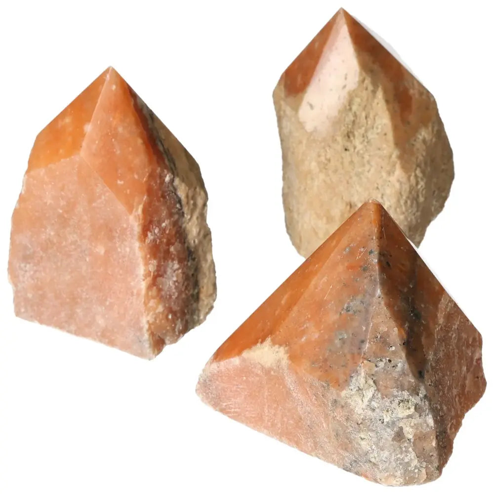 Exquisite Polished Point Orange Calcite Bi-Color L from Sylvia Crystals, showcasing vibrant orange hues and natural bi-color design.