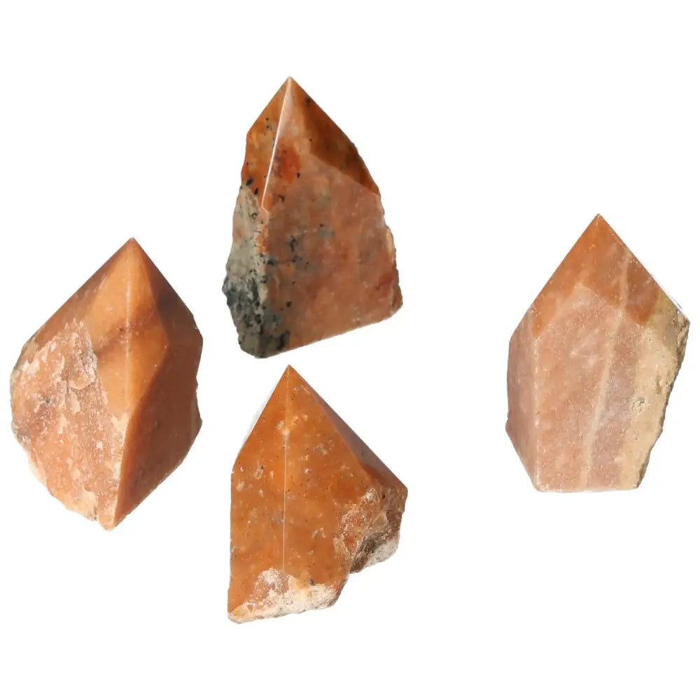 Polished Point Orange Calcite Bi-Color M crystals showcasing vibrant hues and unique designs, ideal for spiritual growth and home decor.