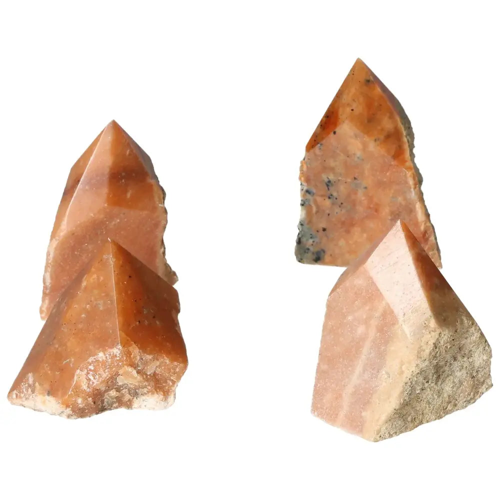 Polished Point Orange Calcite Bi-Color M crystals from Sylvia Crystals, showcasing luxury and spiritual harmony.