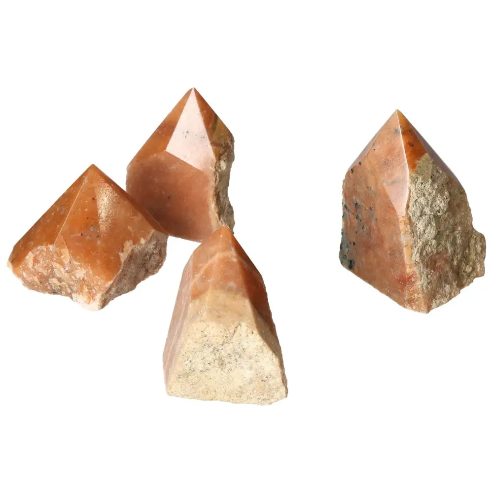 Polished Point Orange Calcite Bi-Color M crystals from Sylvia Crystals, ideal for spiritual growth and aesthetic enhancement.