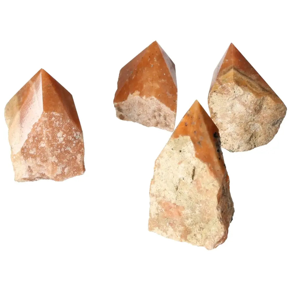 Polished Point Orange Calcite Bi-Color M crystals with unique bi-color design, enhancing spaces with luxury and spiritual growth benefits.