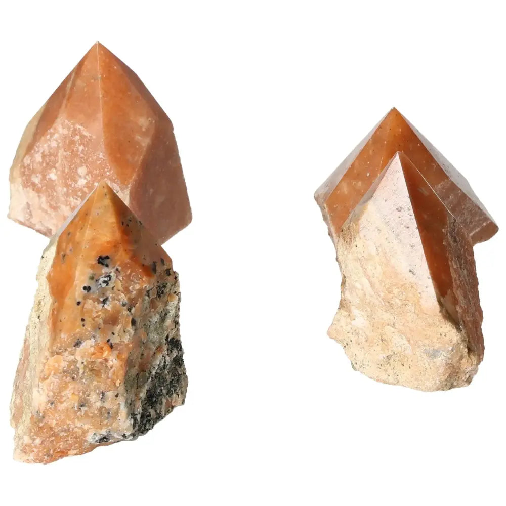 Polished Point Orange Calcite Bi-Color M crystals from Sylvia Crystals, showcasing bi-color design for luxury and spiritual harmony.