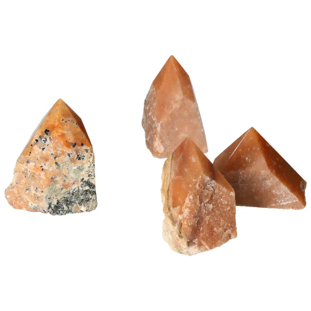 Polished Point Orange Calcite Bi-Color crystals from Sylvia Crystals, showcasing premium bi-color design for luxury and spiritual harmony.