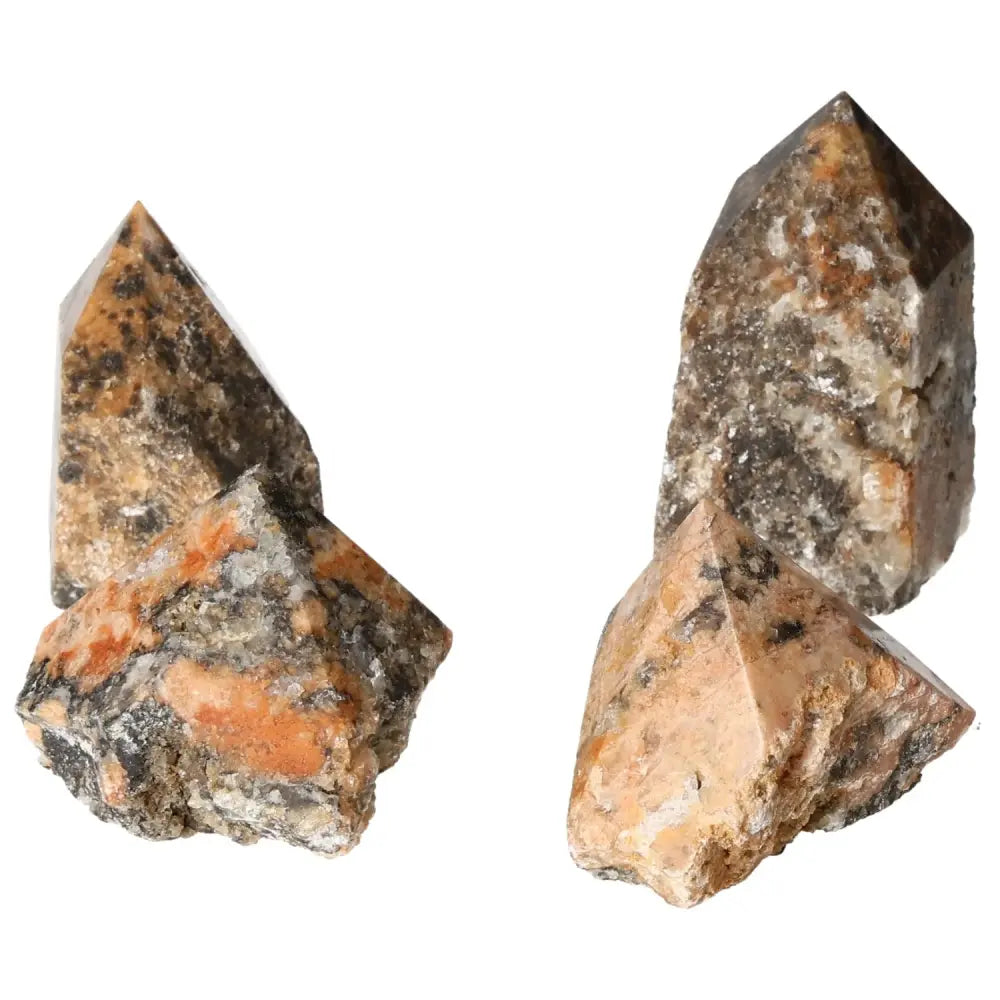 Polished Point Orquidea Calcite M by Sylvia Crystals, showcasing orange and brown hues, ideal for boosting self-confidence and ambition.