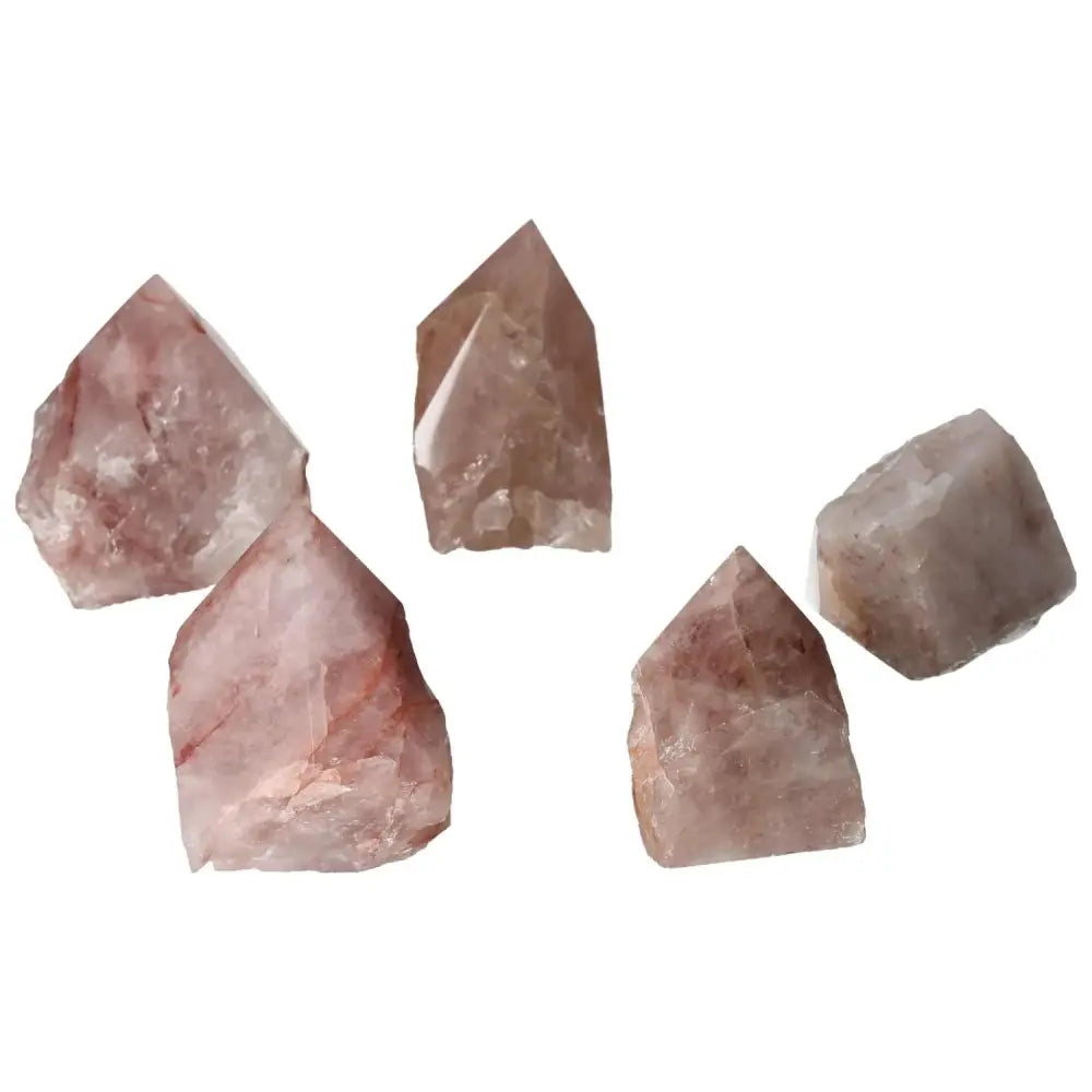 Polished Point Pink Hematoide crystals by Sylvia Crystals, showcasing radiant pink hues and luxurious polished finish for spiritual wellness.