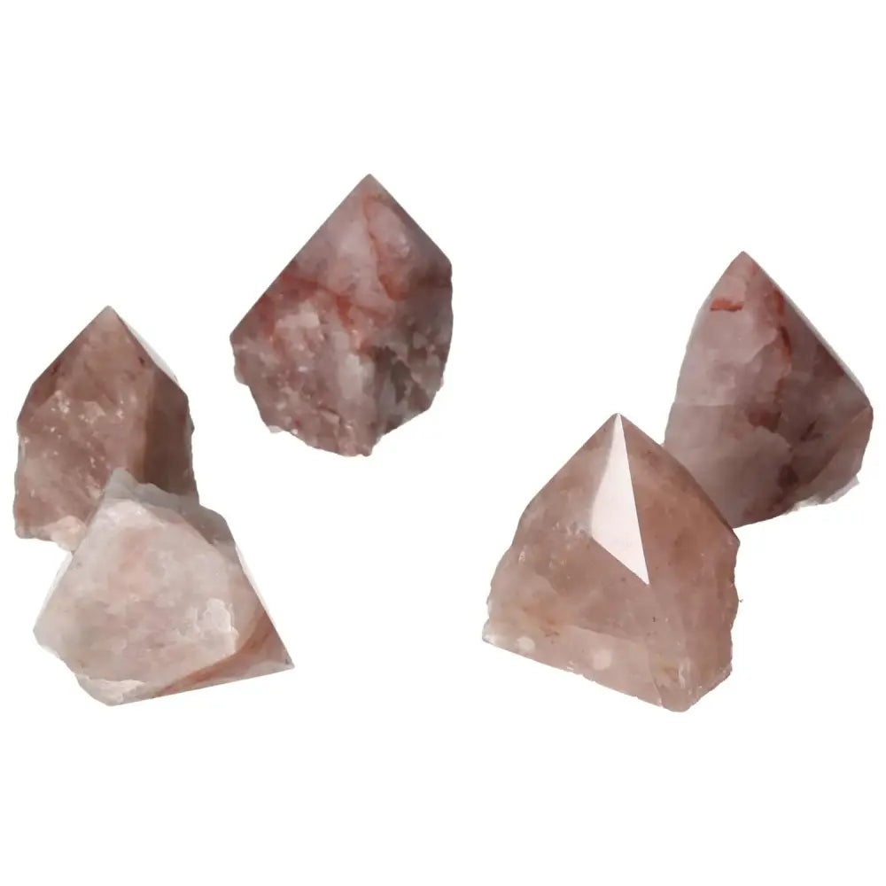 Polished Point Pink Hematoide S gemstones showcasing radiant pink hues, a luxury creation by Sylvia Crystals for spiritual wellness.