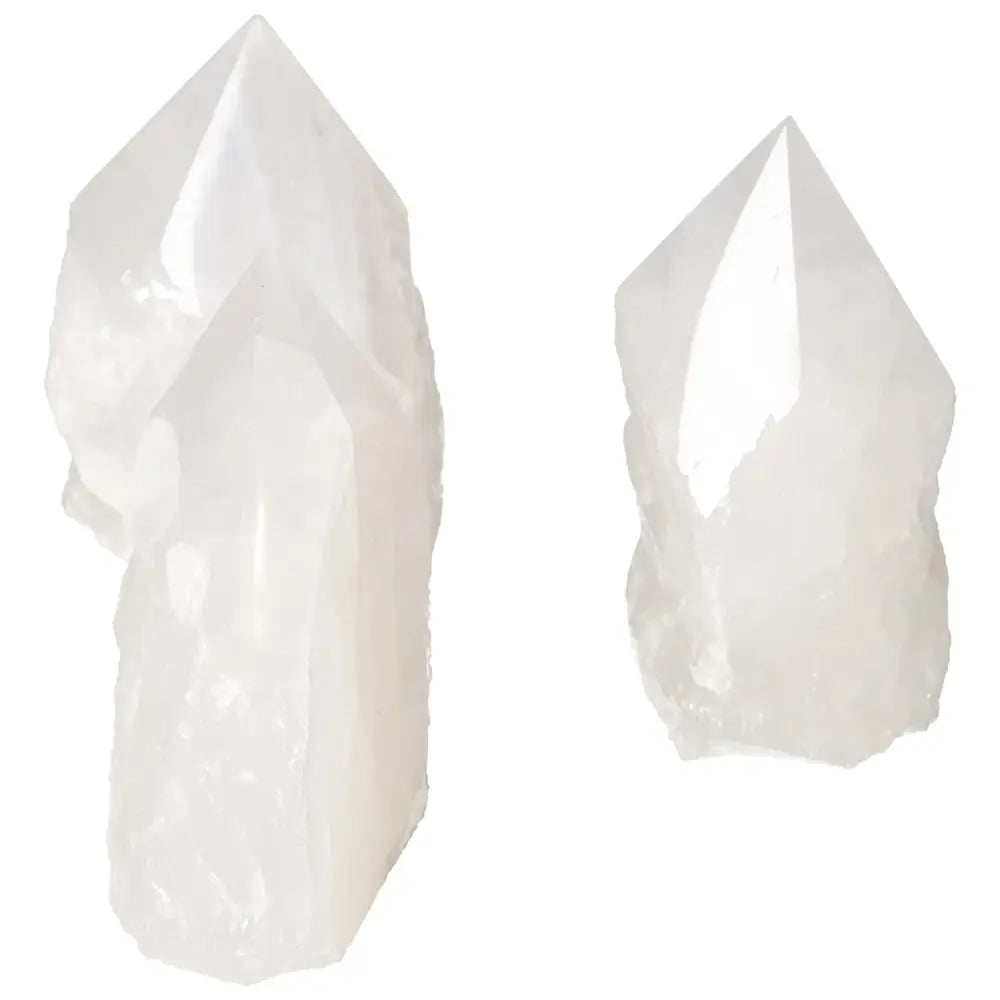 Polished Point Quartz L crystals from Sylvia Crystals, known for purification properties, enhancing harmony and visual appeal.