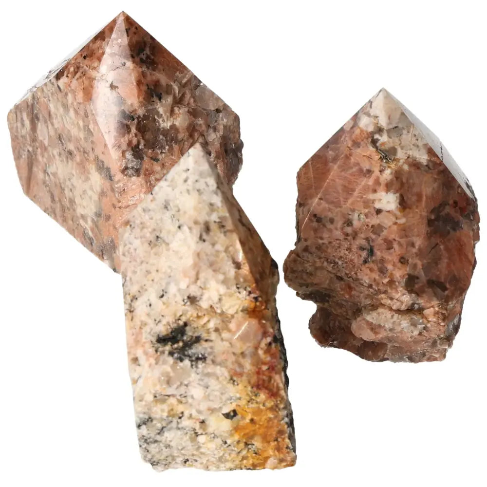 Polished Quartz Points with Feldspar, showcasing natural beauty and luxury from Sylvia Crystals.