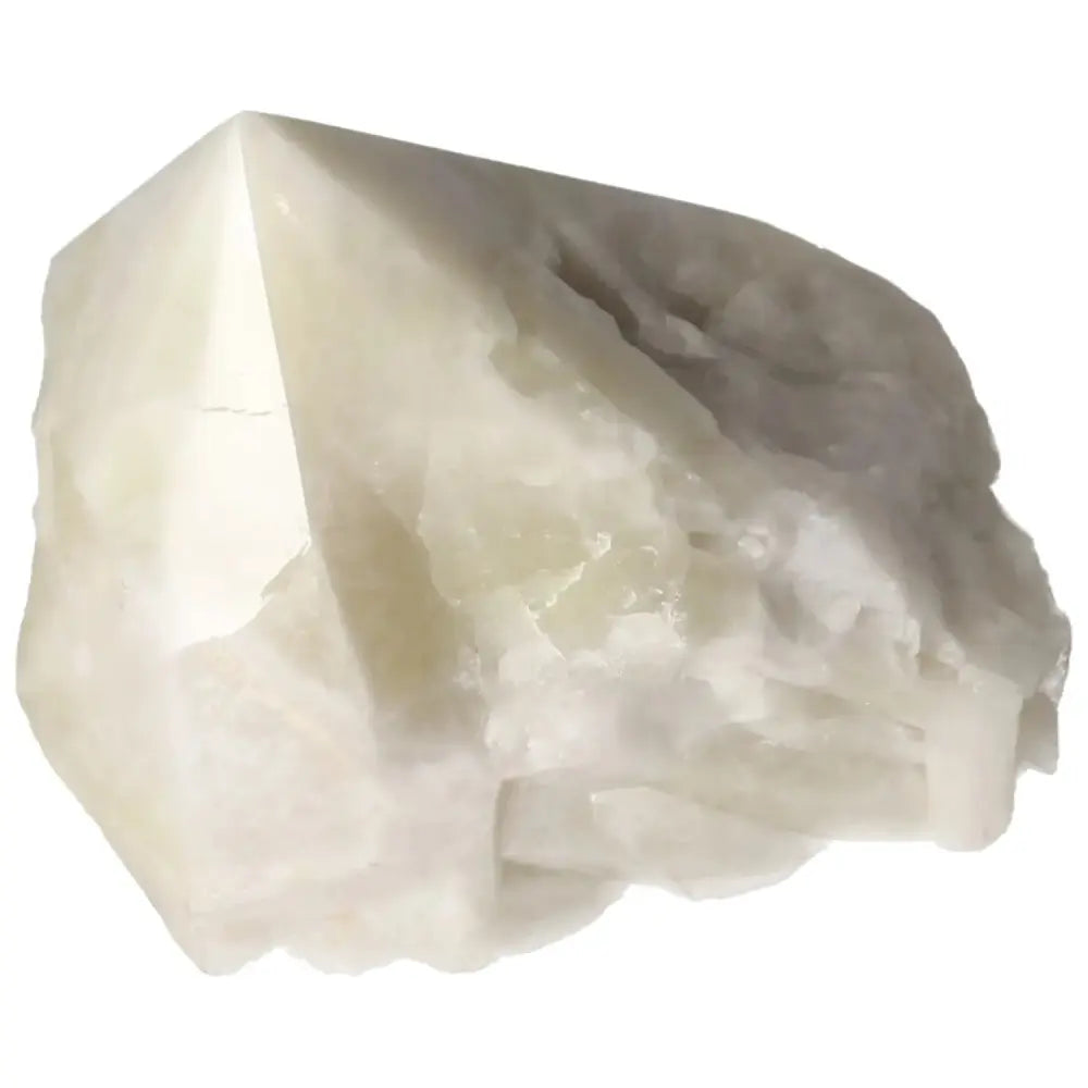 Polished Point Quartz with Sulphur crystal from Sylvia Crystals, showcasing vibrant clarity and unique natural artistry.