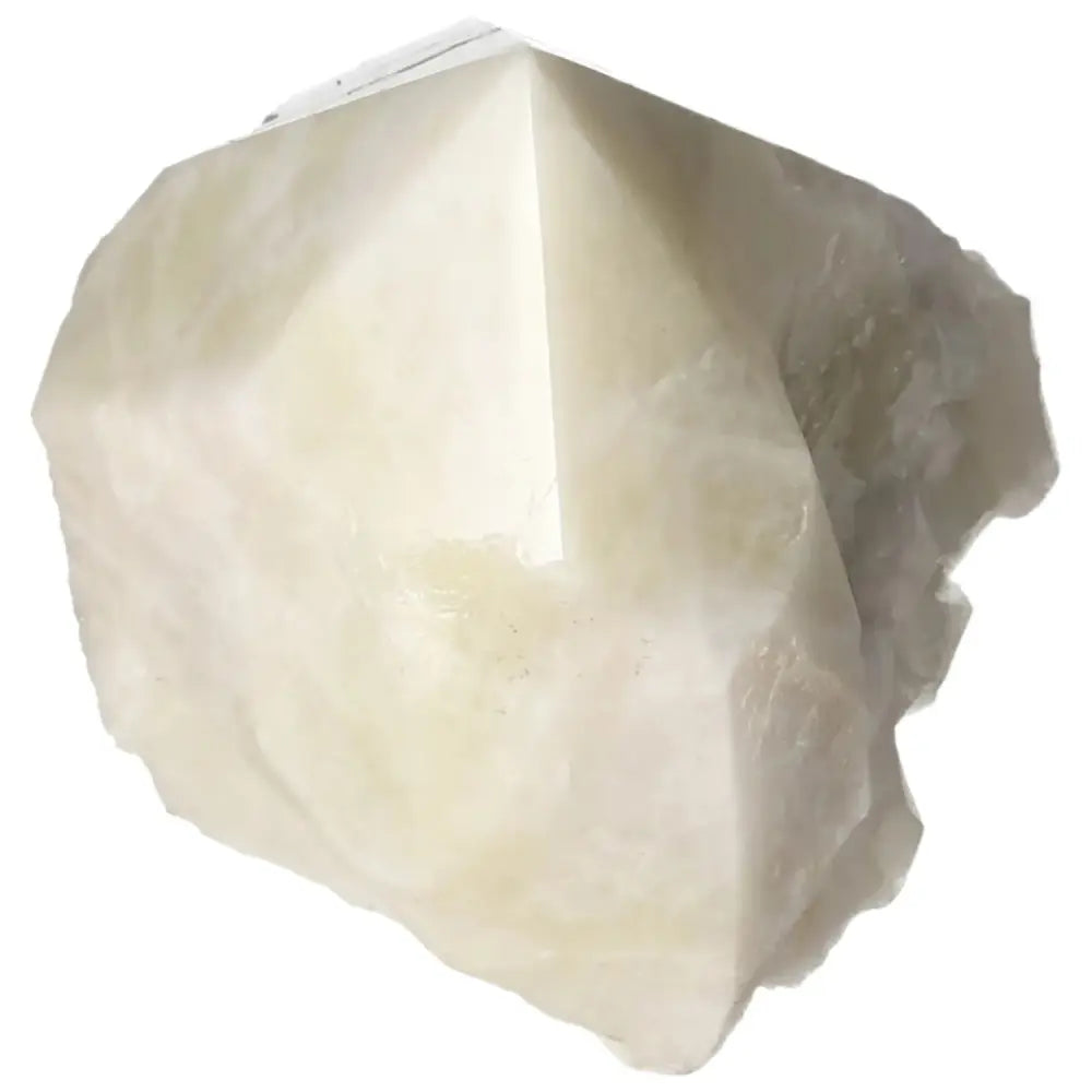 Polished Point Quartz with Sulphur from Sylvia Crystals, showcasing a unique blend of clarity and vibrant yellow essence.