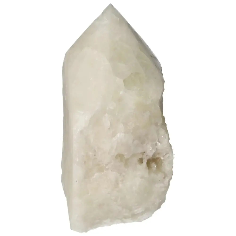 Polished Point Quartz with Sulphur, premium gemstone by Sylvia Crystals, combining quartz clarity with sulphur energy for healing.