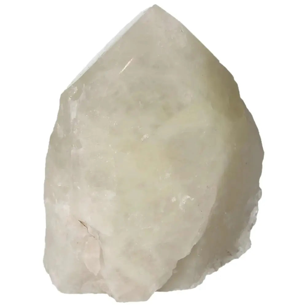 Alt Tag: Polished Point Quartz with Sulphur gemstone, featuring natural sulphur inclusions, from Sylvia Crystals collection.