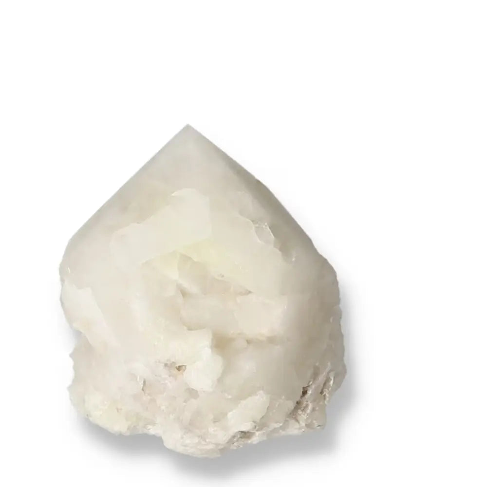 Polished Point Quartz With Sulphur crystal displaying vibrant yellow shades, from Sylvia Crystals collection.