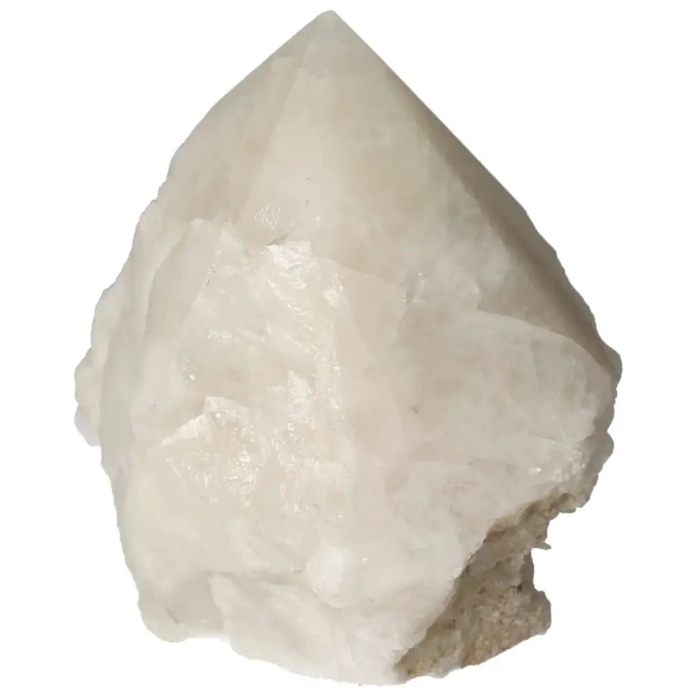 Translucent polished quartz point with sulphur highlights, enhancing collections with healing energy.