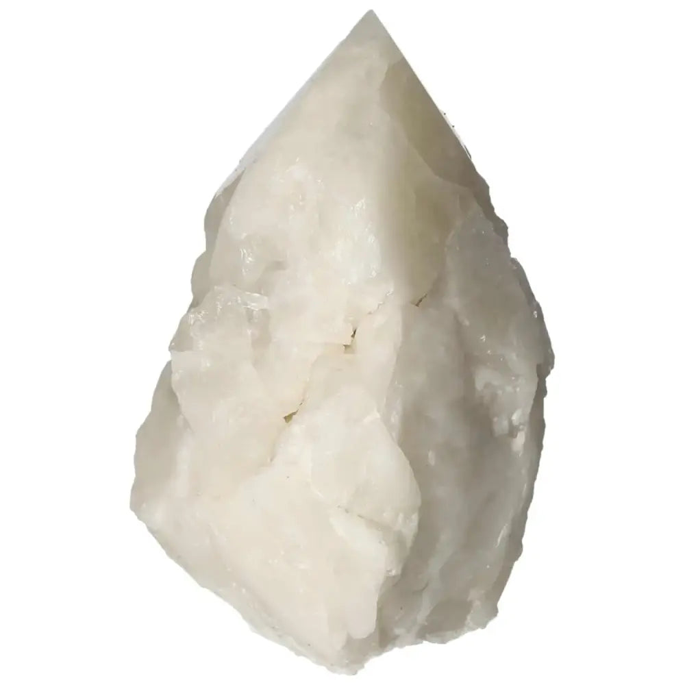 Polished Point Quartz With Sulphur crystal by Sylvia Crystals, showcasing clarity and vibrant energy for mind and spirit balance.