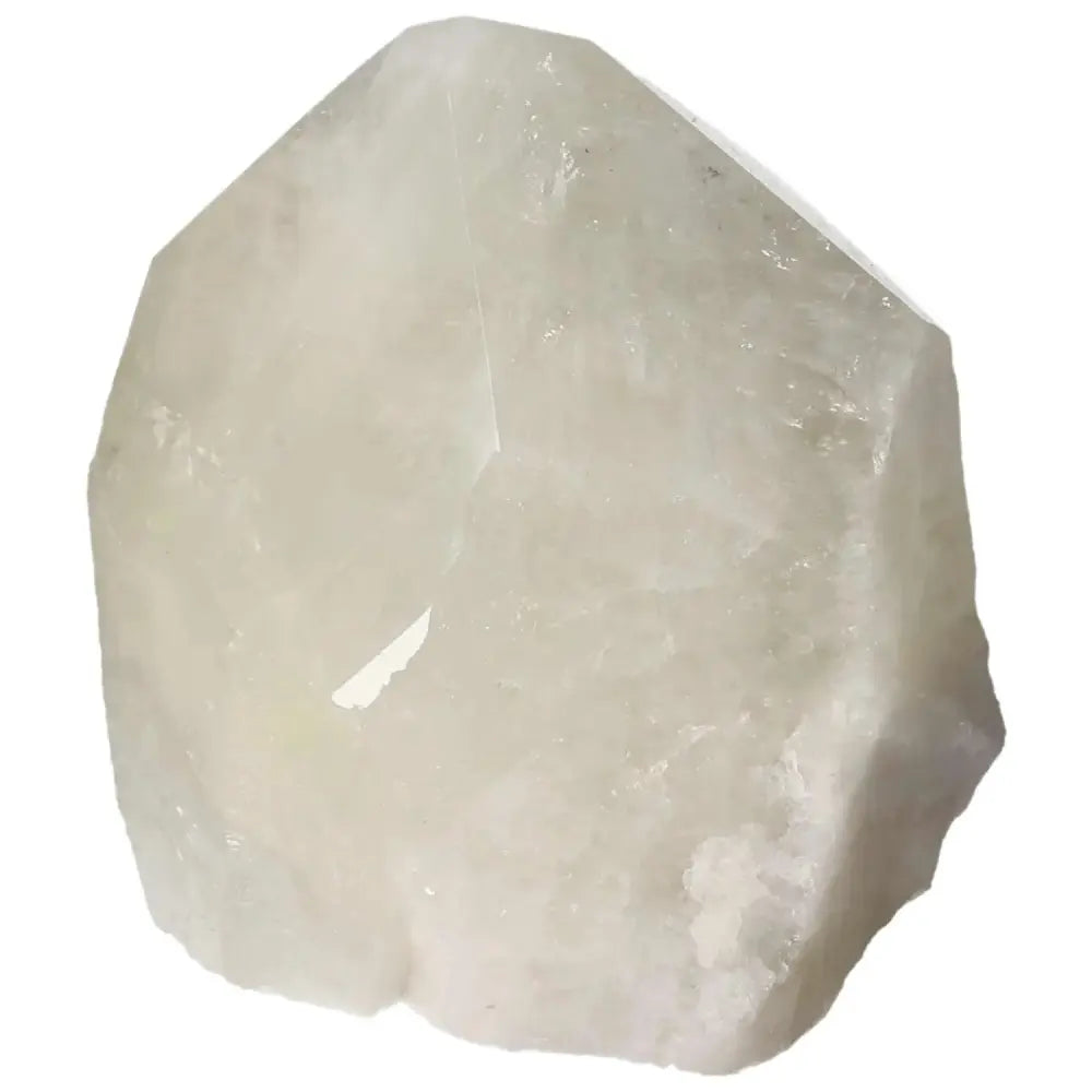 Polished Point Quartz with Sulphur Gemstone by Sylvia Crystals, showcasing clarity and energy-boosting properties for spiritual healing.