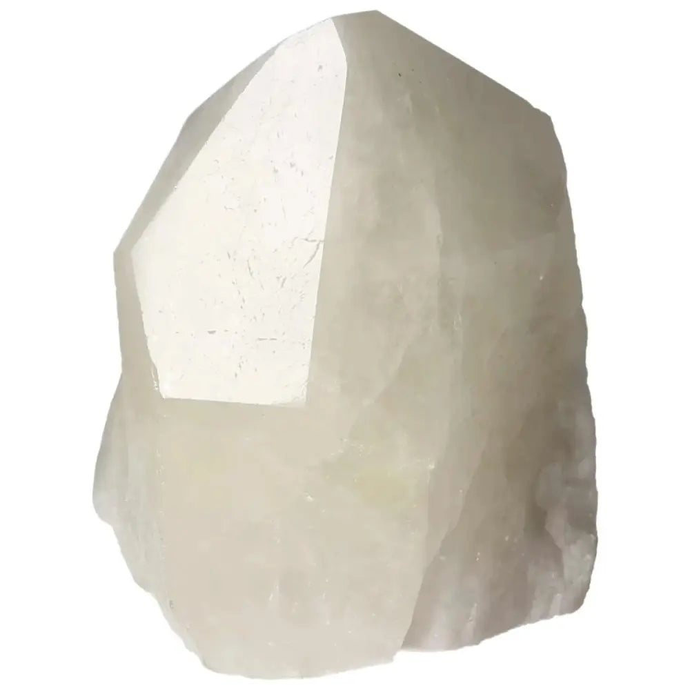 Polished Point Quartz With Sulphur by Sylvia Crystals, featuring clarity and energy-boosting properties for spiritual healing.