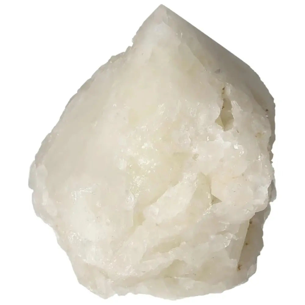 Polished Point Quartz with Sulphur crystal from Sylvia Crystals, showcasing clarity and transformative energy.