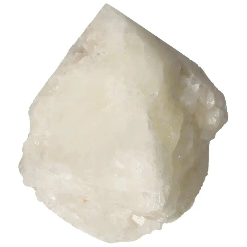 Polished Point Quartz with Sulphur crystal from Sylvia Crystals, showcasing clarity and transformative energy.