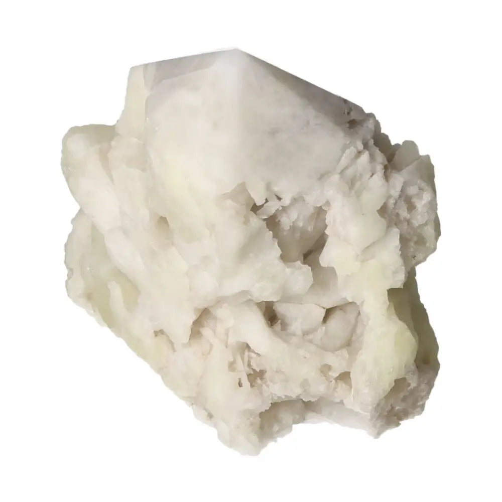 Polished Point Quartz with Sulphur from Sylvia Crystals, showcasing clarity and vibrant sulphur inclusions for spiritual seekers.