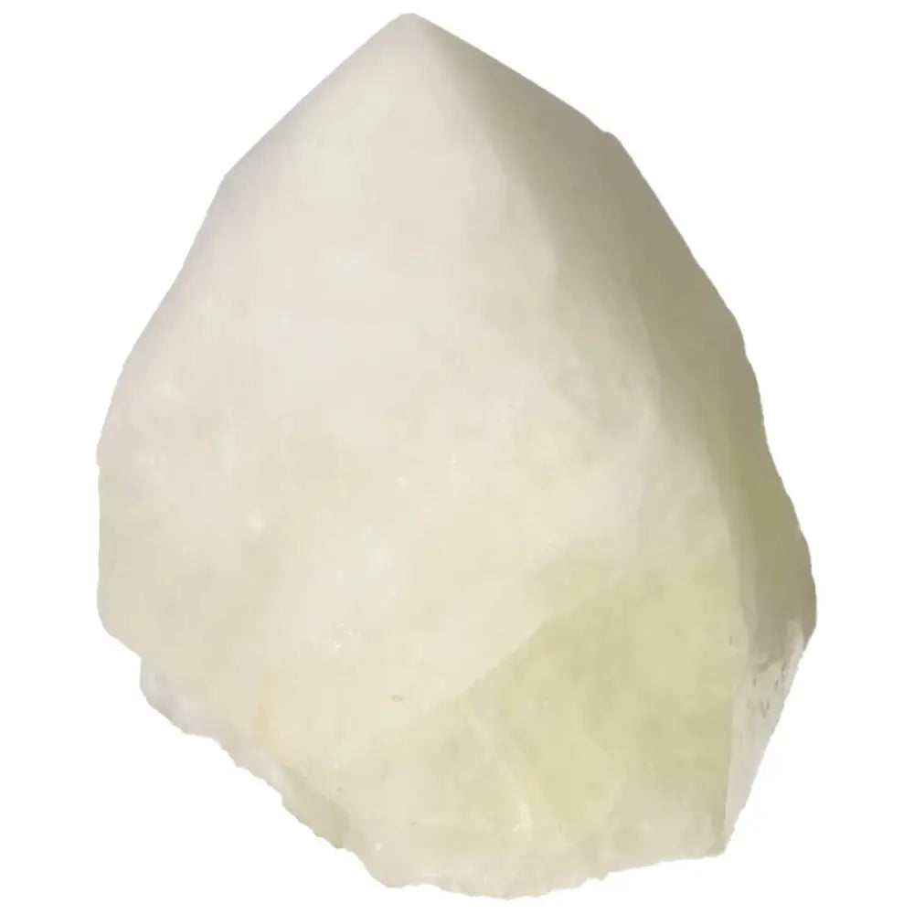 Polished Point Quartz With Sulphur crystal by Sylvia Crystals, premium quality, reflecting light beautifully, luxury and spirituality.